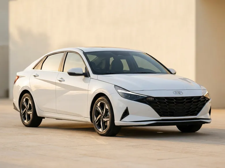 White Hyundai Elantra CN7 sedan